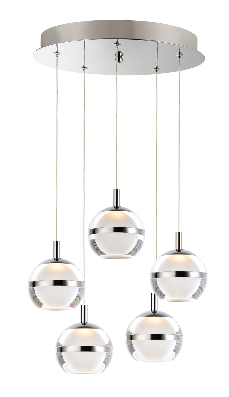 ET2 E24595-93PC Swank 5 Light LED Pendant | Polished Chrome