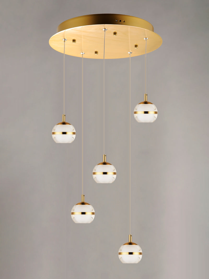 ET2 E24595-93NAB Swank 5 Light LED Pendant | Natural Aged Brass
