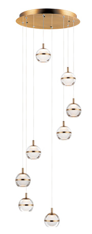 ET2 E24598-93NAB Swank 8 Light LED Pendant | Natural Aged Brass