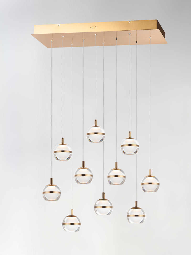 ET2 E24599-93NAB Swank LED 10 Light Linear Pendant | Natural Aged Brass