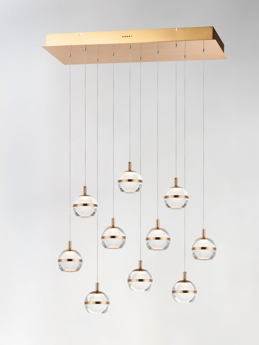 ET2 E24599-93NAB Swank LED 10 Light Linear Pendant | Natural Aged Brass