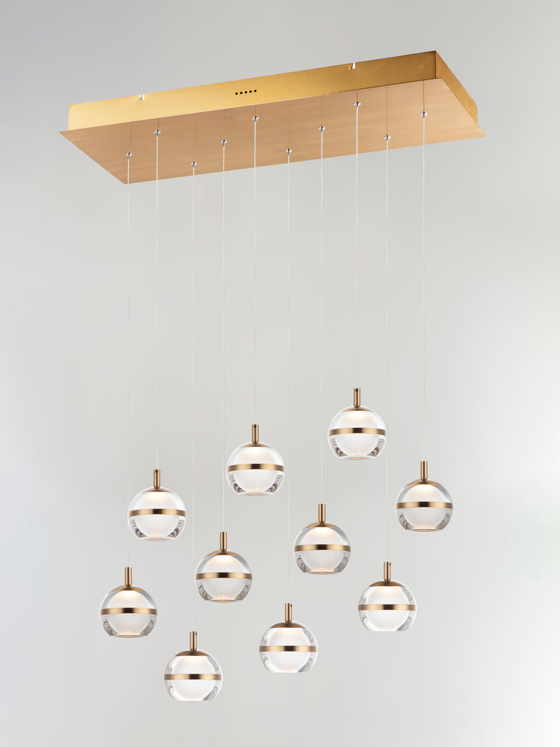 ET2 E24599-93NAB Swank LED 10 Light Linear Pendant | Natural Aged Brass