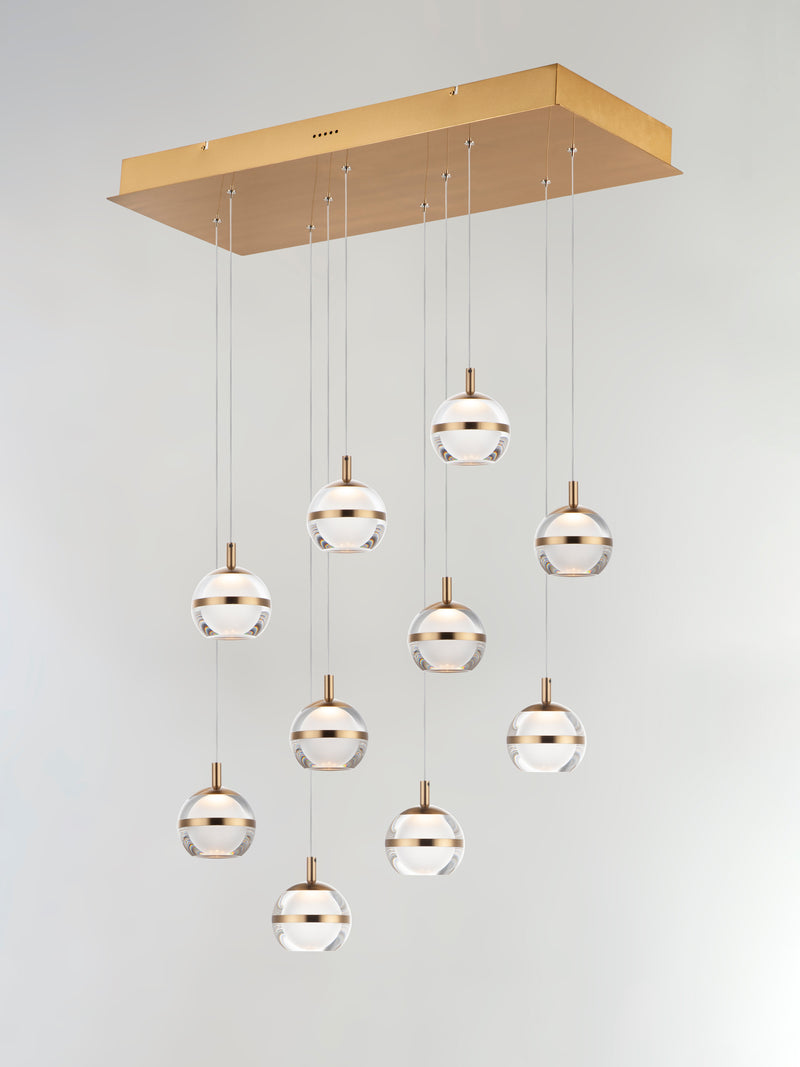 ET2 E24599-93NAB Swank LED 10 Light Linear Pendant | Natural Aged Brass