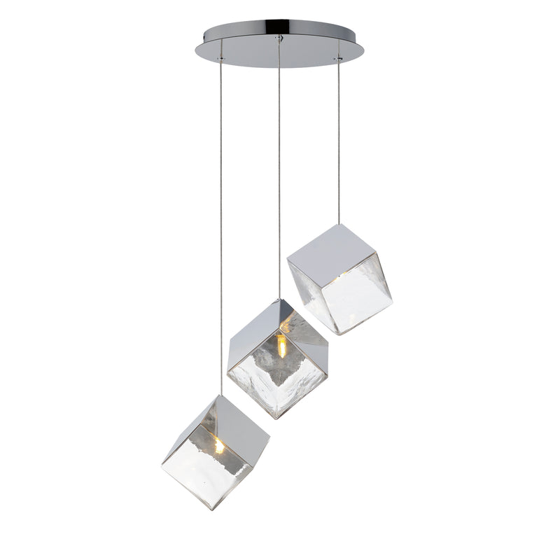 ET2 E24683-28PC Ice Cube 3 Light LED Pendant | Polished Chrome