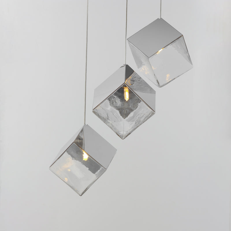 ET2 E24683-28PC Ice Cube 3 Light LED Pendant | Polished Chrome