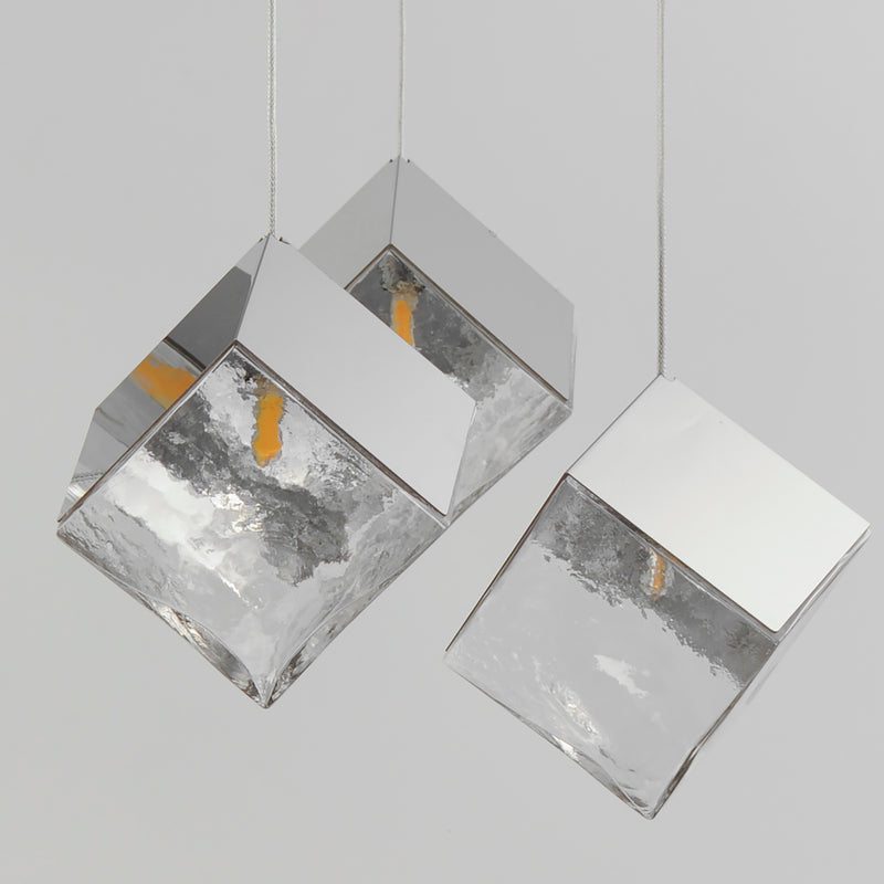 ET2 E24683-28PC Ice Cube 3 Light LED Pendant | Polished Chrome