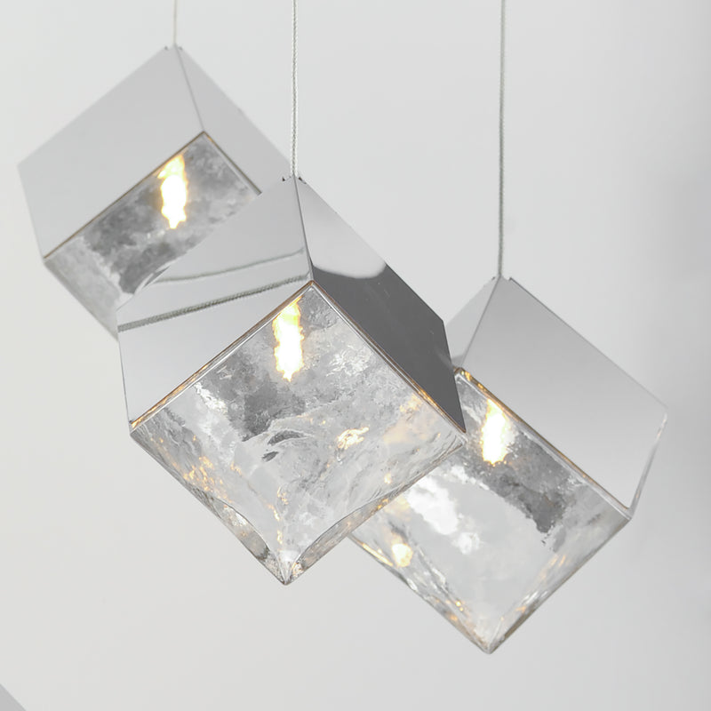 ET2 E24683-28PC Ice Cube 3 Light LED Pendant | Polished Chrome