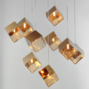 ET2 E24689-26FG Ice Cube 9 Light LED Pendant | French Gold