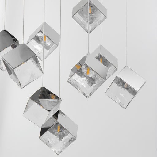 ET2 E24689-28PC Ice Cube 9 Light LED Pendant | Polished Chrome