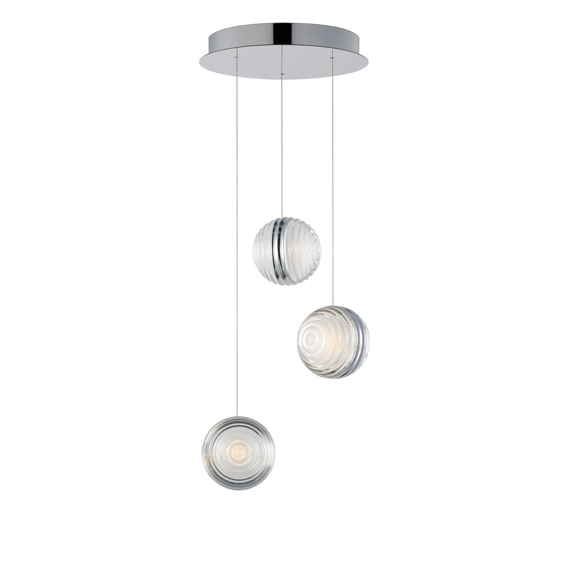 ET2 E24693-75PC Pulse 3 Light LED Pendant | Polished Chrome