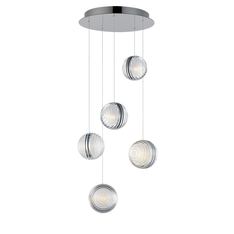 ET2 E24695-75PC Pulse 5 Light LED Pendant | Polished Chrome