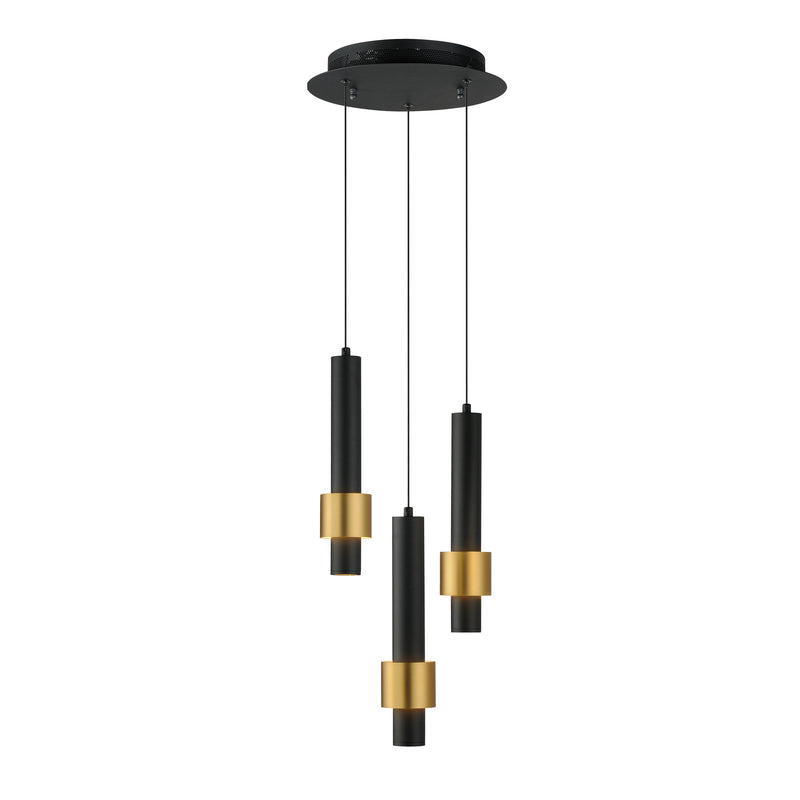 ET2 E24753-BKGLD Reveal 3 Light LED Pendant | Black / Gold