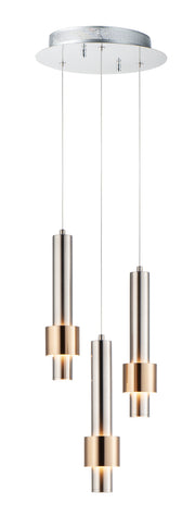 ET2 E24753-SNSBR Reveal 3 Light LED Pendant | Satin Nickel / Satin Brass