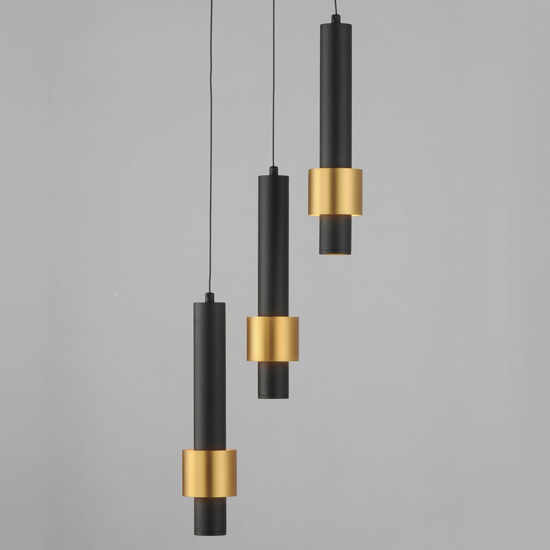 ET2 E24753-BKGLD Reveal 3 Light LED Pendant | Black / Gold