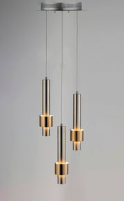 ET2 E24753-SNSBR Reveal 3 Light LED Pendant | Satin Nickel / Satin Brass