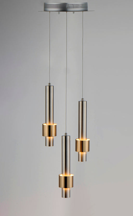 ET2 E24753-SNSBR Reveal 3 Light LED Pendant | Satin Nickel / Satin Brass