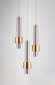 ET2 E24753-SNSBR Reveal 3 Light LED Pendant | Satin Nickel / Satin Brass