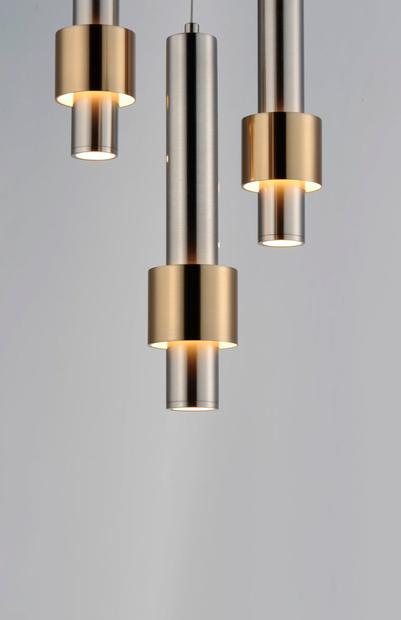 ET2 E24753-SNSBR Reveal 3 Light LED Pendant | Satin Nickel / Satin Brass