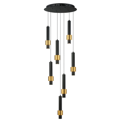ET2 E24757-BKGLD Reveal 7 Light LED Pendant | Black / Gold