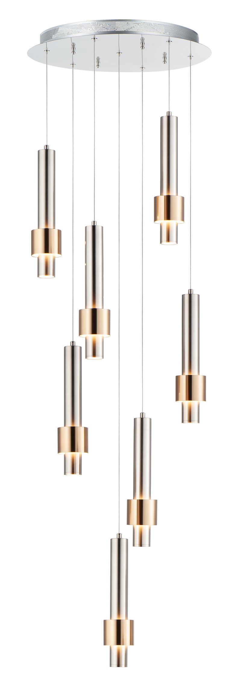 ET2 E24757-SNSBR Reveal 7 Light LED Pendant | Satin Nickel / Satin Brass