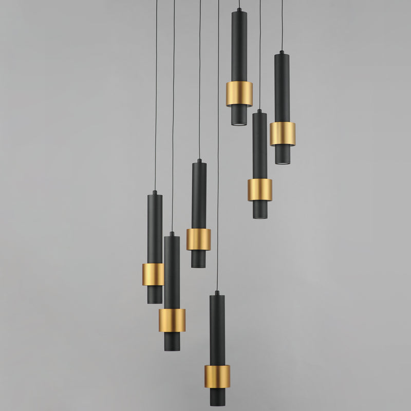 ET2 E24757-BKGLD Reveal 7 Light LED Pendant | Black / Gold