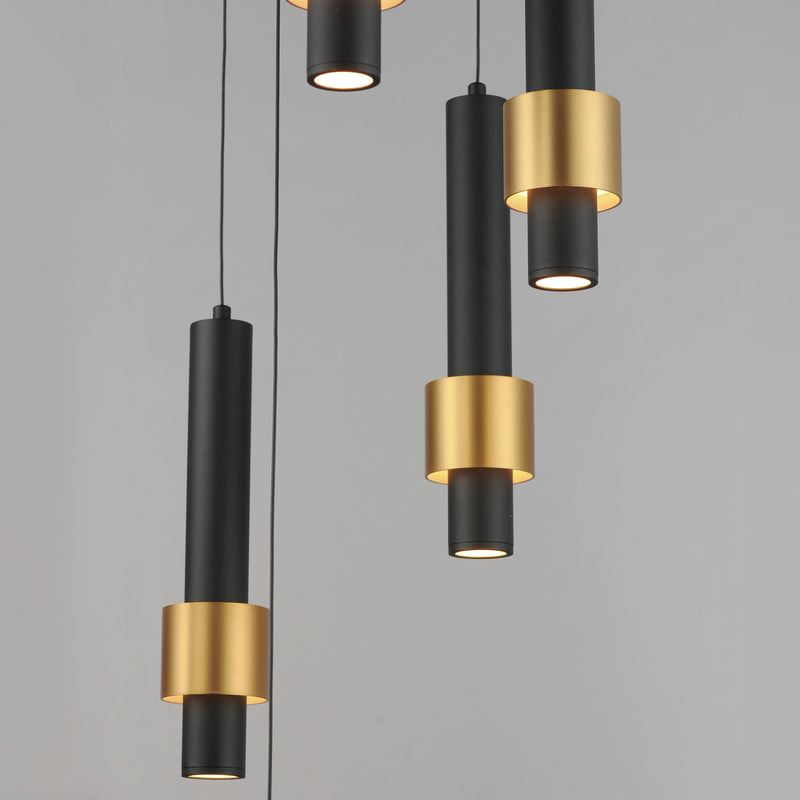ET2 E24757-BKGLD Reveal 7 Light LED Pendant | Black / Gold