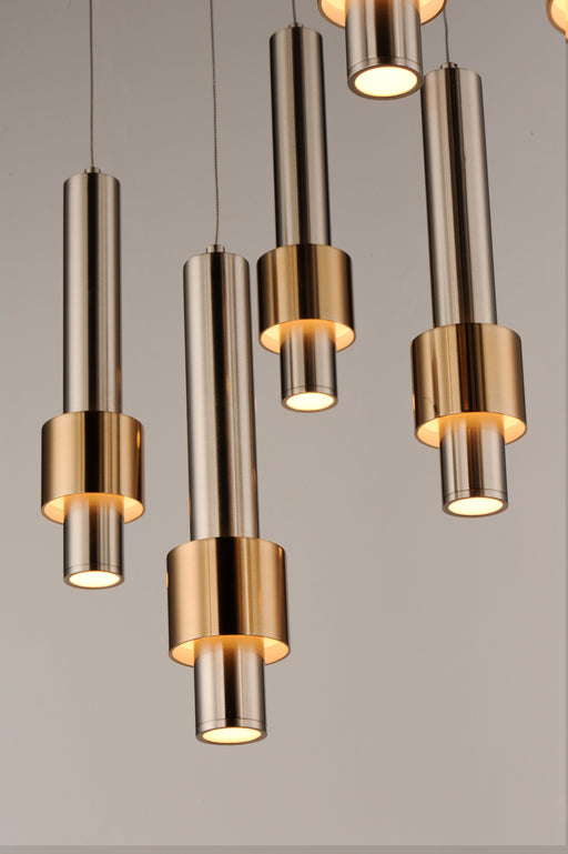 ET2 E24757-SNSBR Reveal 7 Light LED Pendant | Satin Nickel / Satin Brass