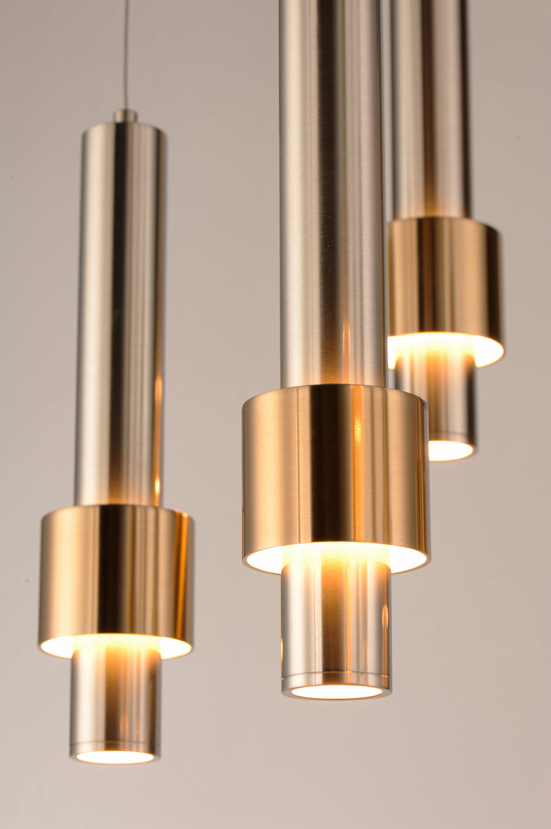 ET2 E24757-SNSBR Reveal 7 Light LED Pendant | Satin Nickel / Satin Brass