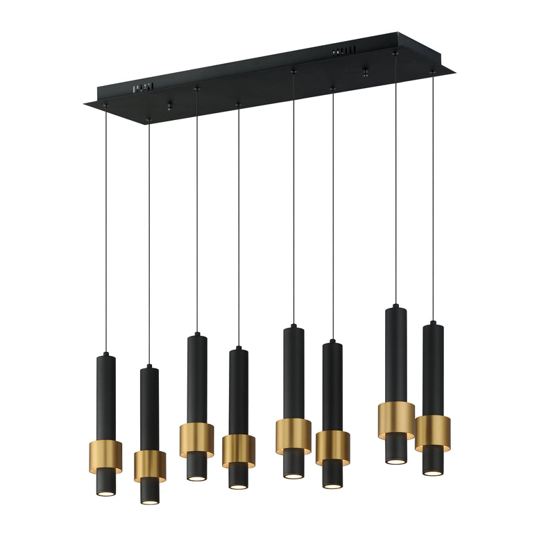 ET2 E24758-BKGLD Reveal 8 Light LED Pendant | Black / Gold