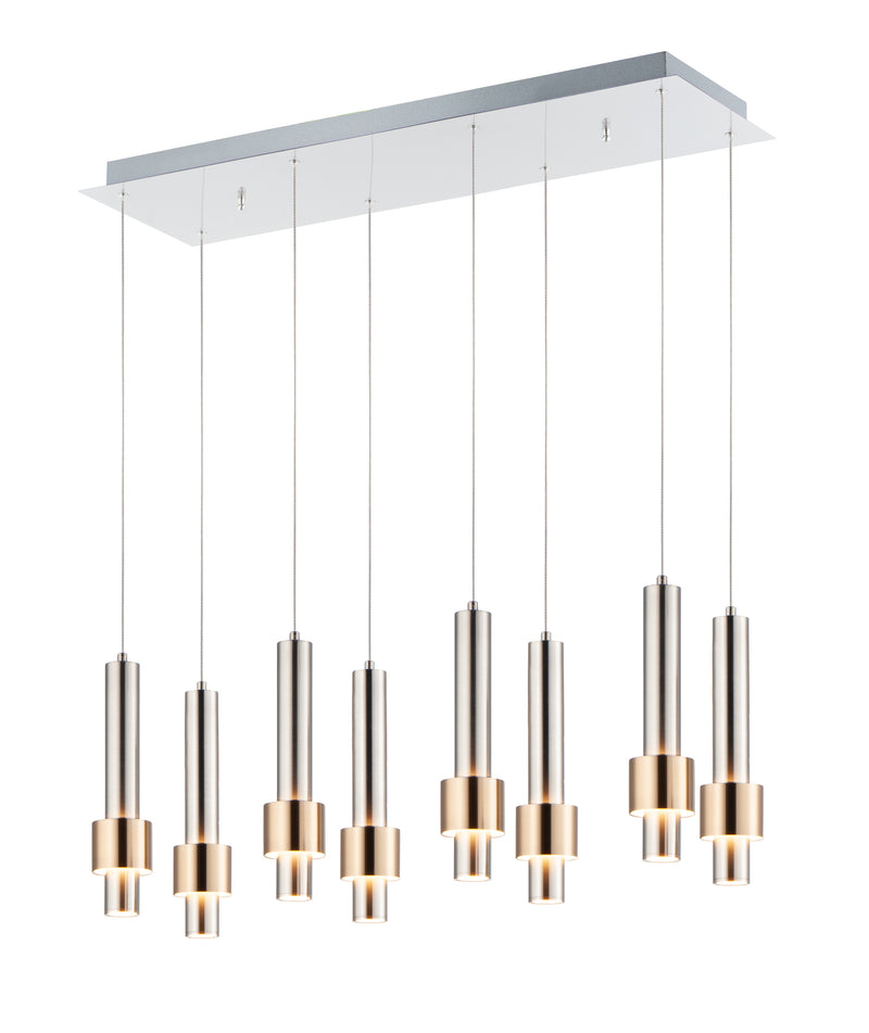 ET2 E24758-SNSBR Reveal 8 Light LED Pendant | Satin Nickel / Satin Brass