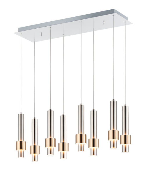 ET2 E24758-SNSBR Reveal 8 Light LED Pendant | Satin Nickel / Satin Brass