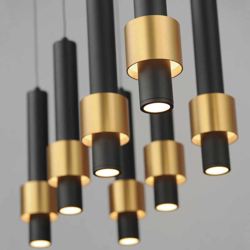 ET2 E24758-BKGLD Reveal 8 Light LED Pendant | Black / Gold