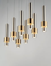 ET2 E24758-SNSBR Reveal 8 Light LED Pendant | Satin Nickel / Satin Brass