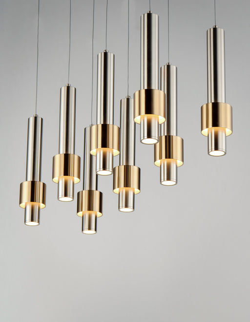 ET2 E24758-SNSBR Reveal 8 Light LED Pendant | Satin Nickel / Satin Brass