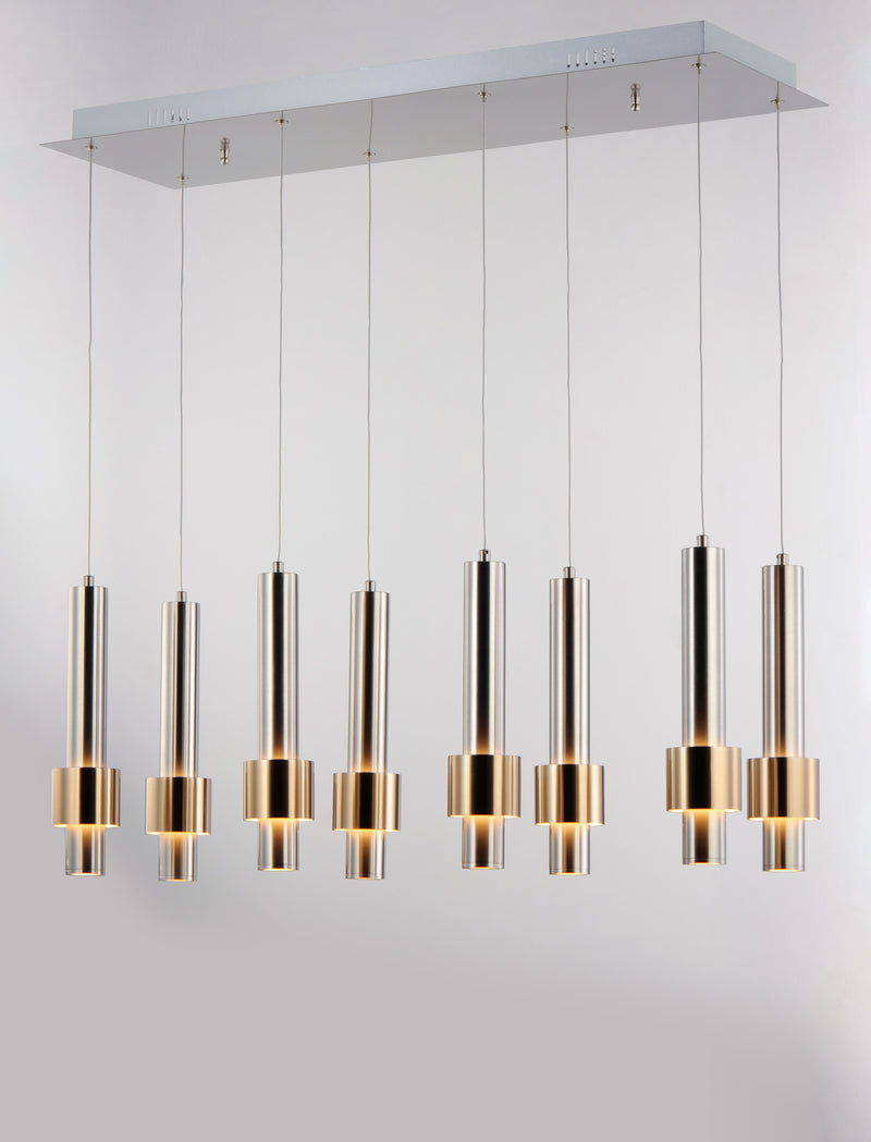 ET2 E24758-SNSBR Reveal 8 Light LED Pendant | Satin Nickel / Satin Brass
