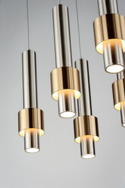 ET2 E24758-SNSBR Reveal 8 Light LED Pendant | Satin Nickel / Satin Brass