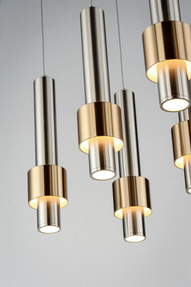 ET2 E24758-SNSBR Reveal 8 Light LED Pendant | Satin Nickel / Satin Brass
