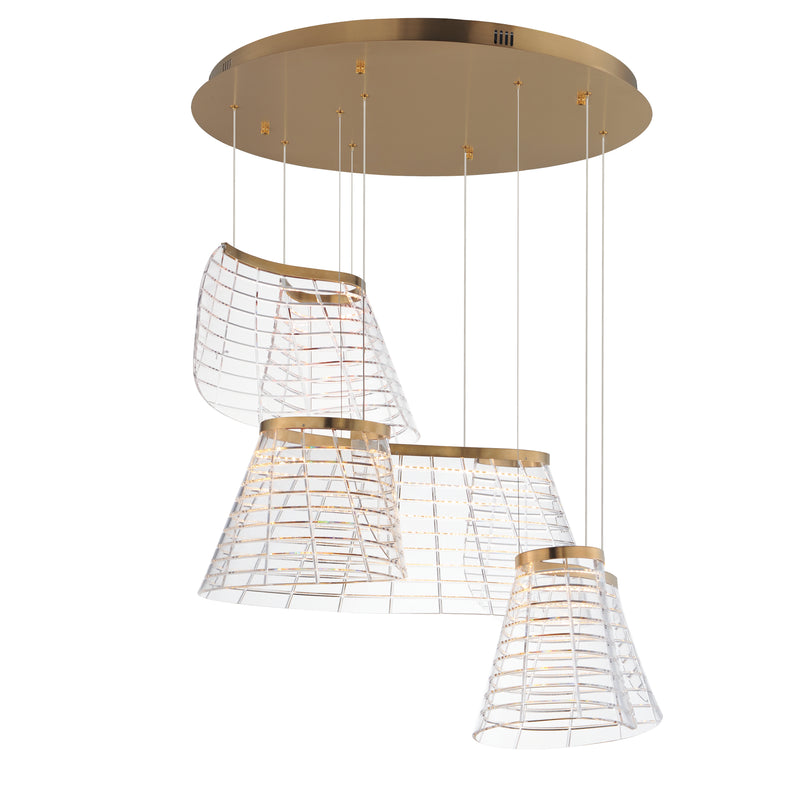 ET2 E24816-82BCN Tartan 3 Light LED Pendant | Brushed Champagne