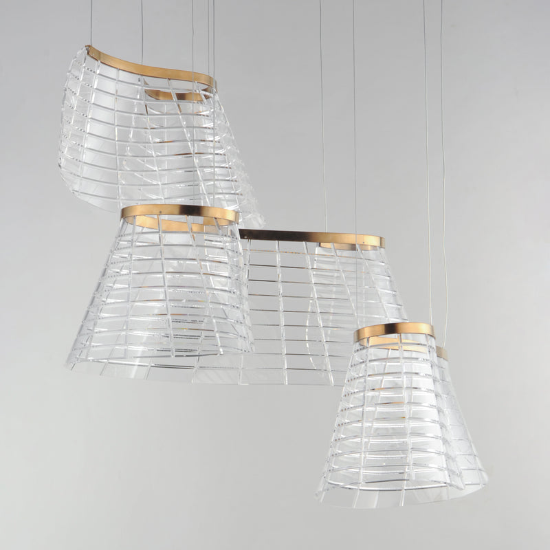 ET2 E24816-82BCN Tartan 3 Light LED Pendant | Brushed Champagne