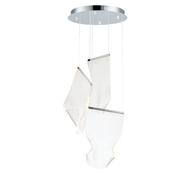 ET2 E24874-133PC Rinkle 3 Light LED Multi Pendant | Polished Chrome