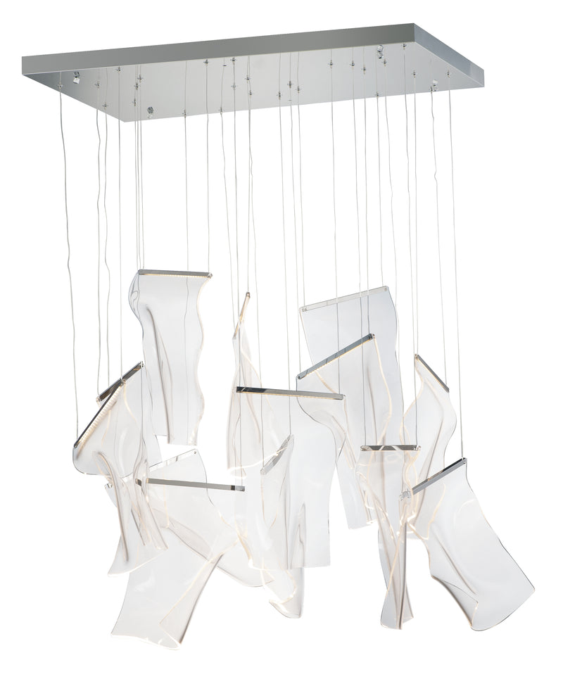 ET2 E24878-133PC Rinkle 13 Light Rectalinear LED Pendant | Polished Chrome