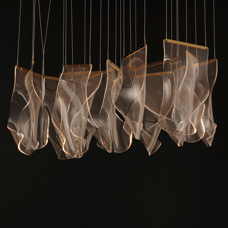 ET2 E24878-133FG Rinkle 13 Light Rectalinear LED Pendant | French Gold