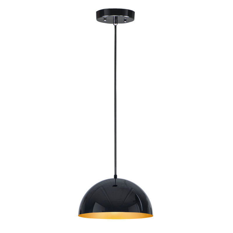 ET2 E24902-GBGLD Hemisphere 1 Light 14" LED Pendant | Gloss Black / Gold