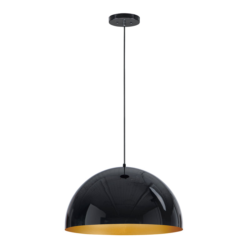 ET2 E24904-GBGLD Hemisphere 1 Light 24" LED Pendant | Gloss Black / Gold