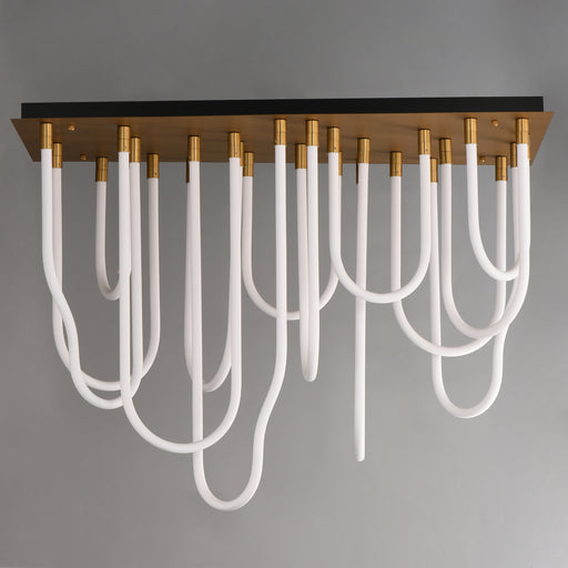 ET2 E24989-NAB Soleil 14 Light LED SQ Flush Mount | Natural Aged Brass