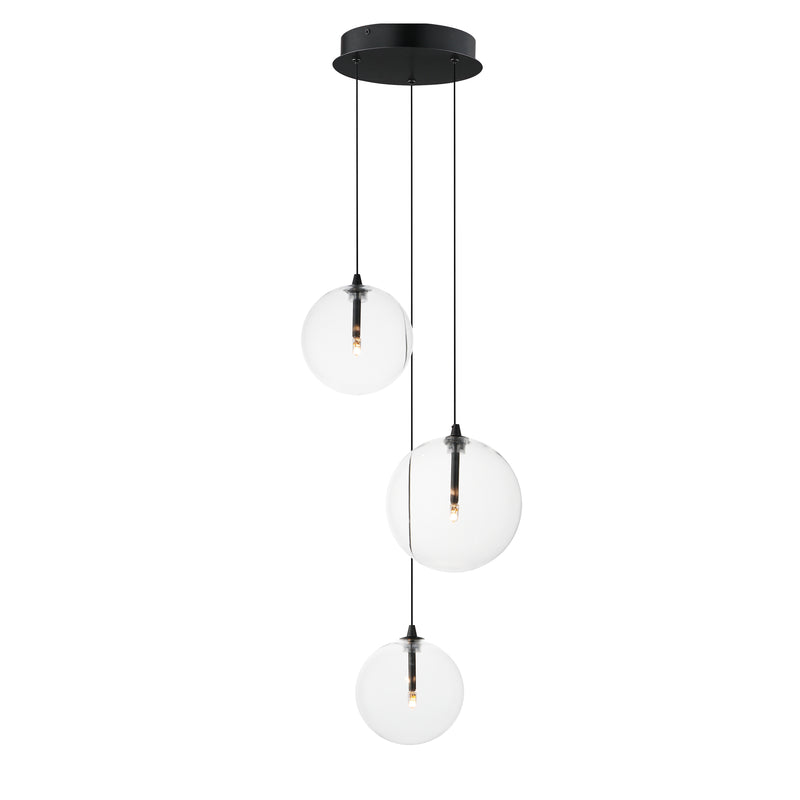 ET2 E25073-18BK Global 3 Light LED Pendant | Black