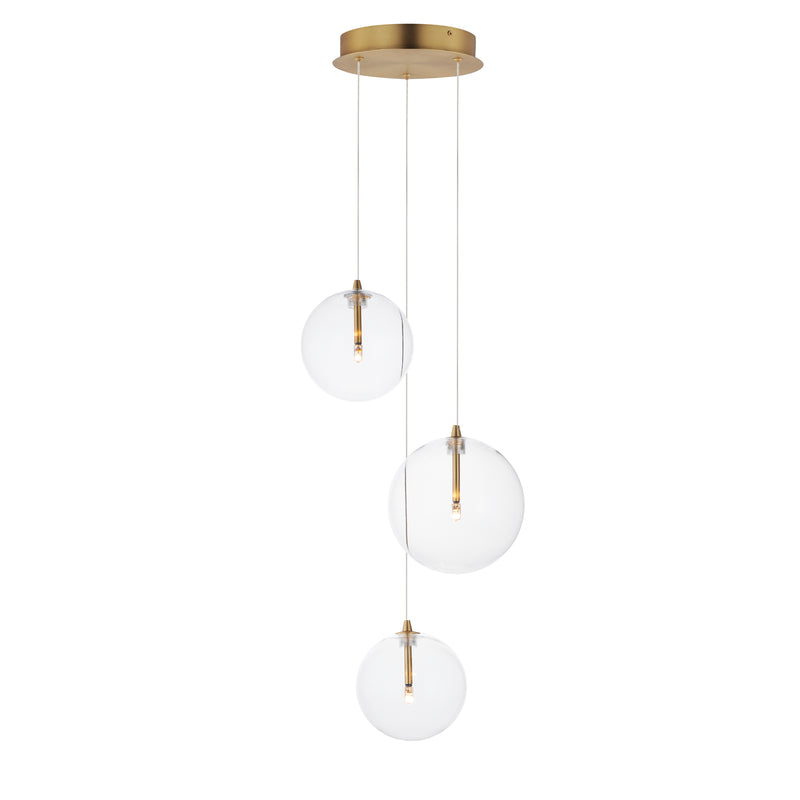 ET2 E25073-18NAB Global 3 Light LED Pendant | Natural Aged Brass
