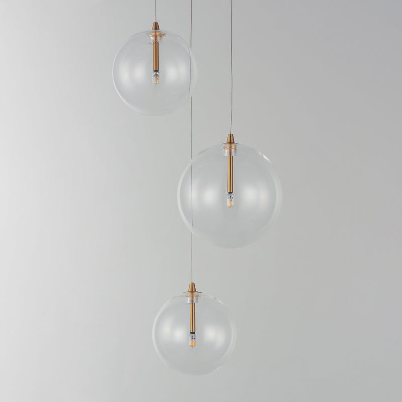 ET2 E25073-18NAB Global 3 Light LED Pendant | Natural Aged Brass