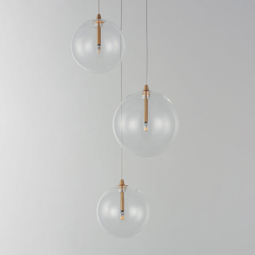ET2 E25073-18NAB Global 3 Light LED Pendant | Natural Aged Brass