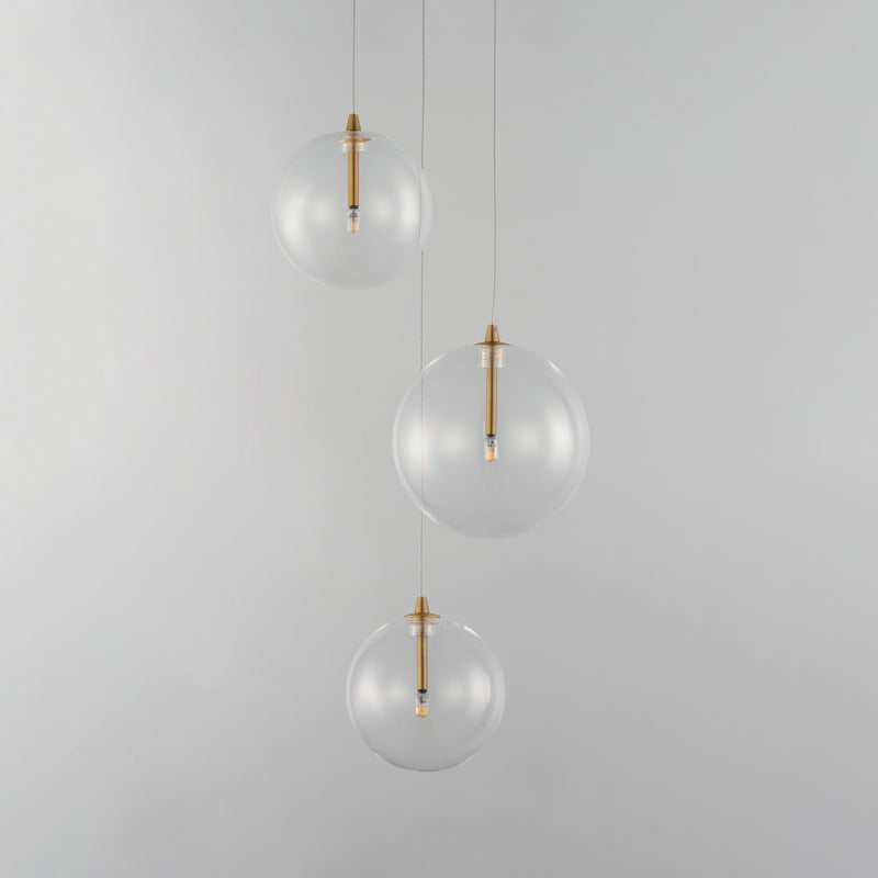 ET2 E25073-18NAB Global 3 Light LED Pendant | Natural Aged Brass